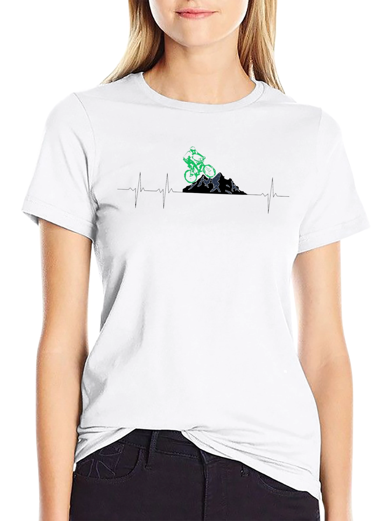 Mountain Biker Heartbeat Graphic Tee