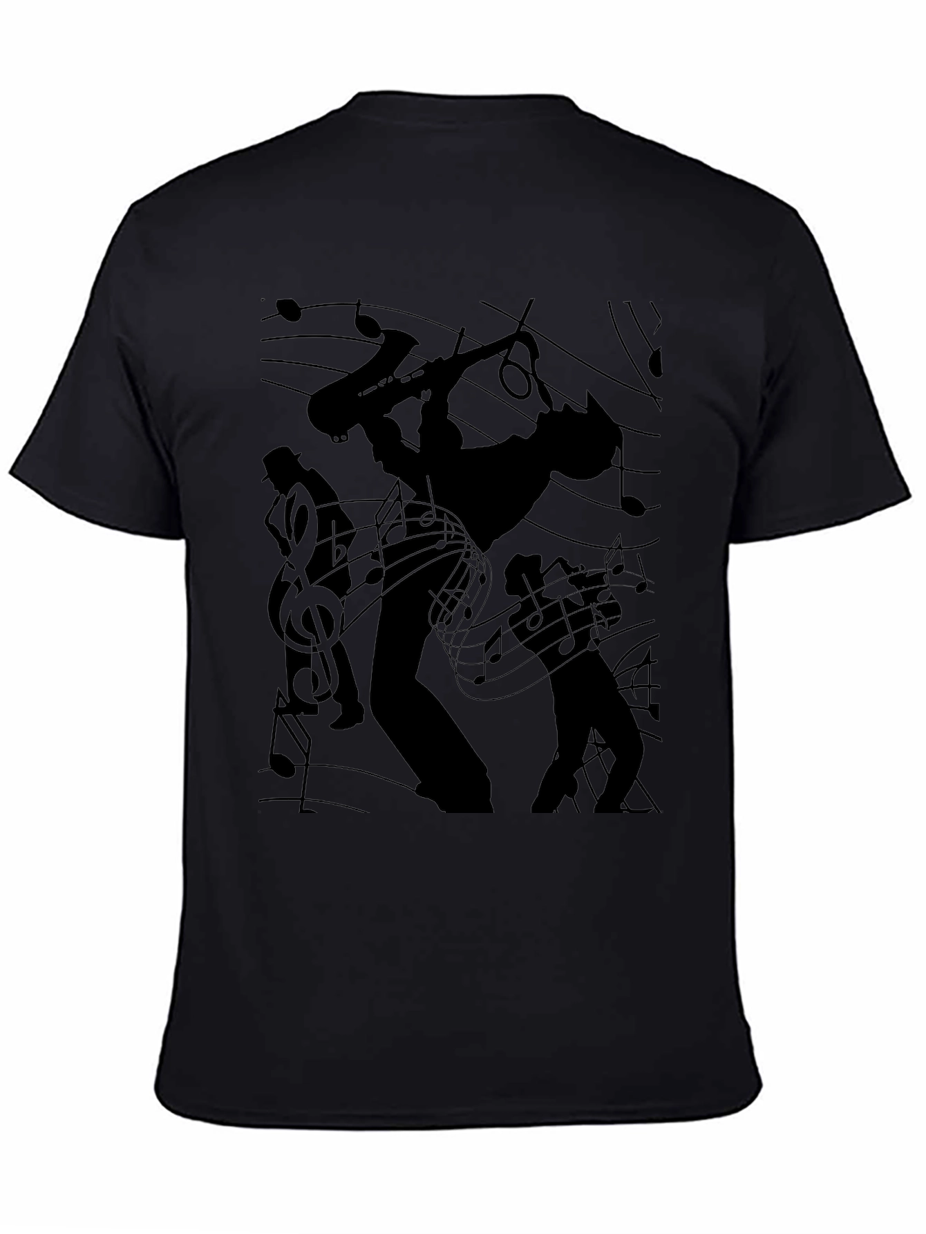 Jazz Band Silhouette Black Graphic Tee