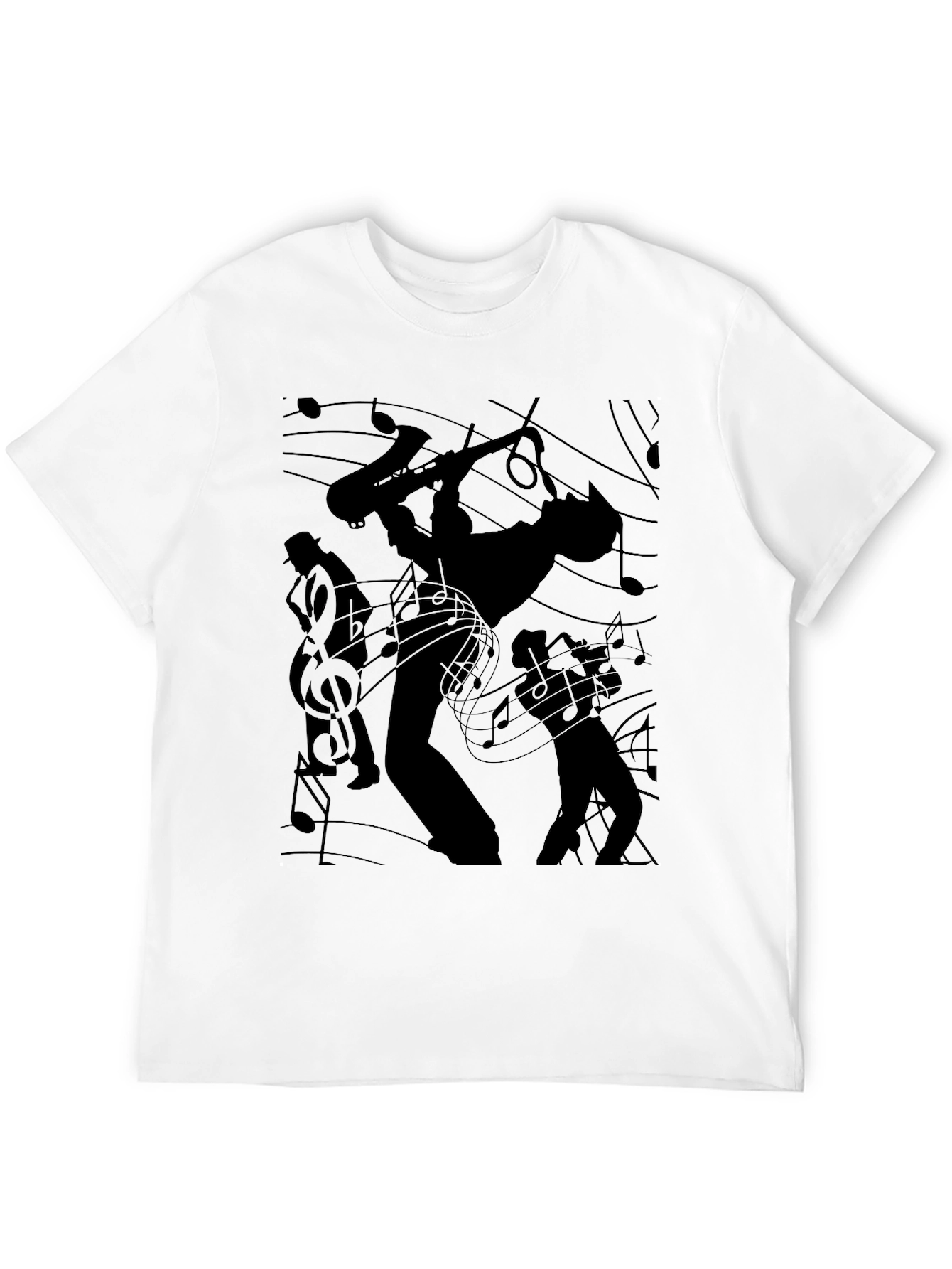 Jazz Band Silhouette Black Graphic Tee