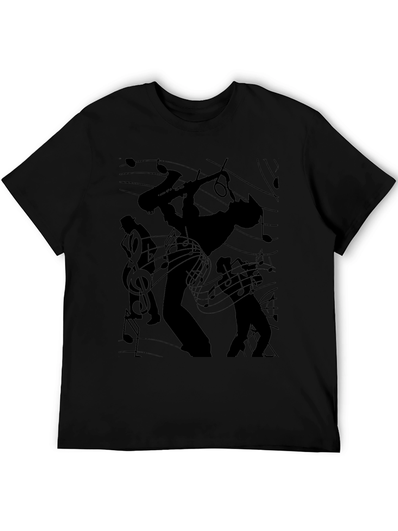 Jazz Band Silhouette Black Graphic Tee