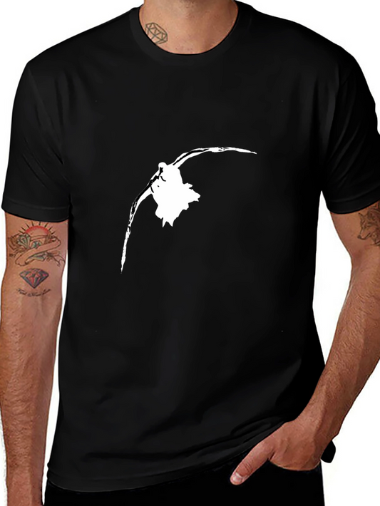 Black T-Shirt with White Bird Silhouette