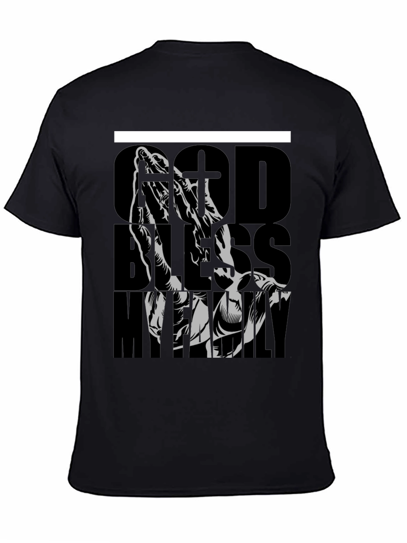 God Bless My Family Graphic Tee - Black