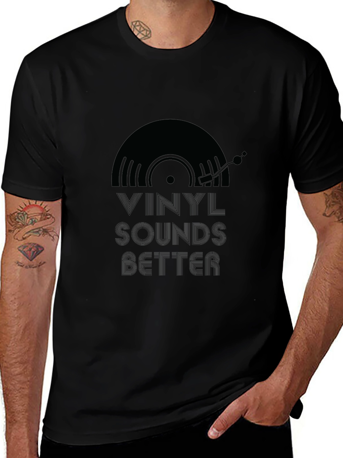 Vinyl Sounds Better Black Graphic Tee