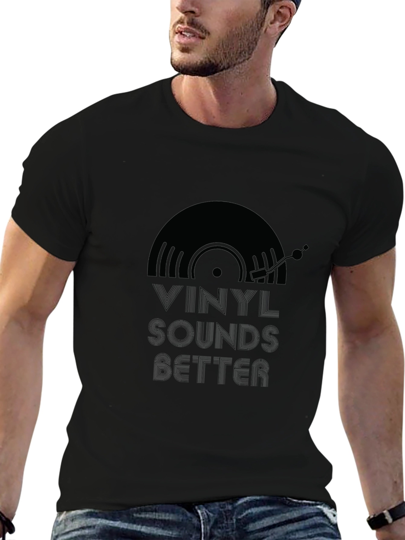 Vinyl Sounds Better Black Graphic Tee