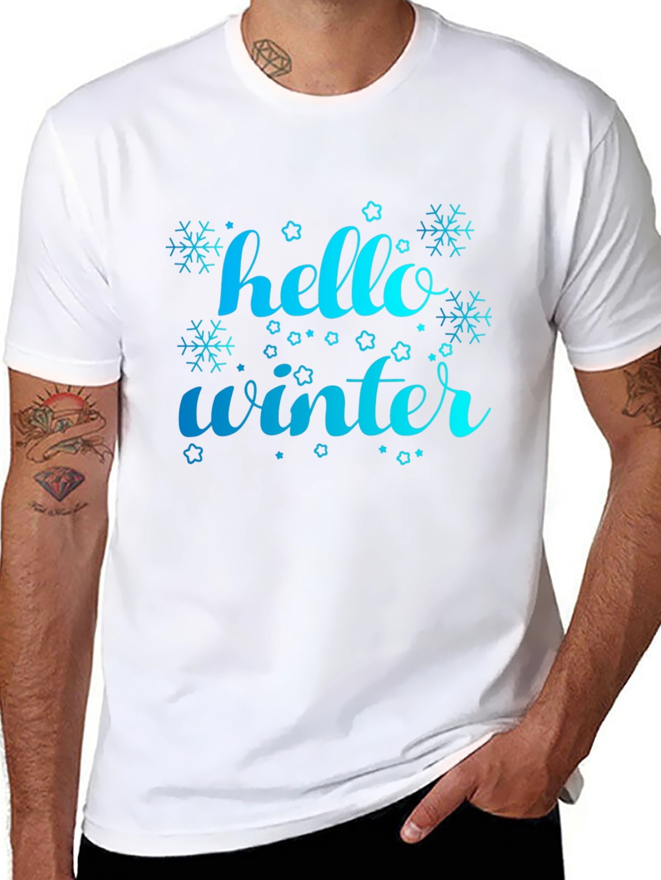 Hello Winter Graphic Tee - Black Casual Shirt