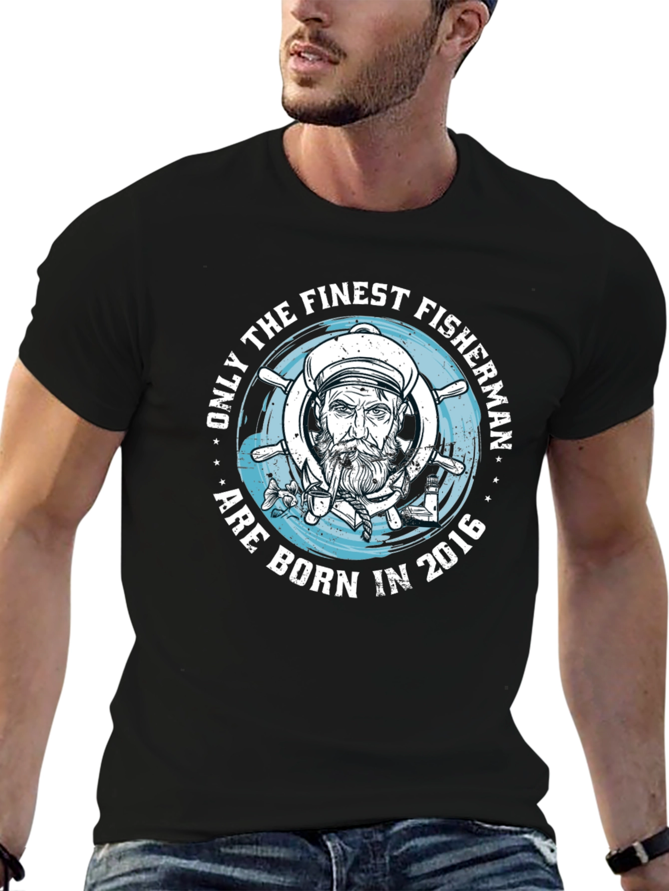 Finest Fisherman Born in 2016 Black T-Shirt