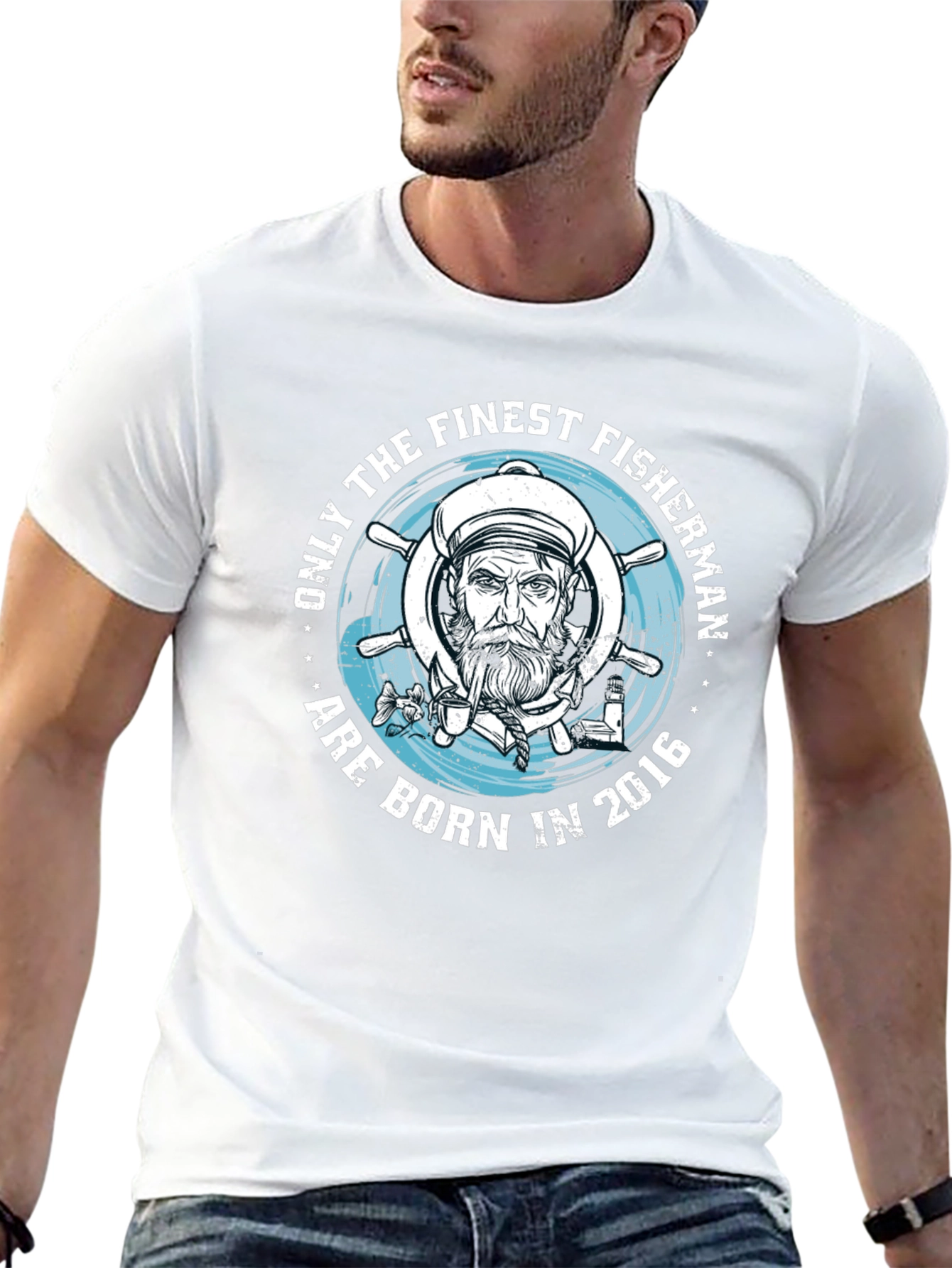 Finest Fisherman Born in 2016 Black T-Shirt