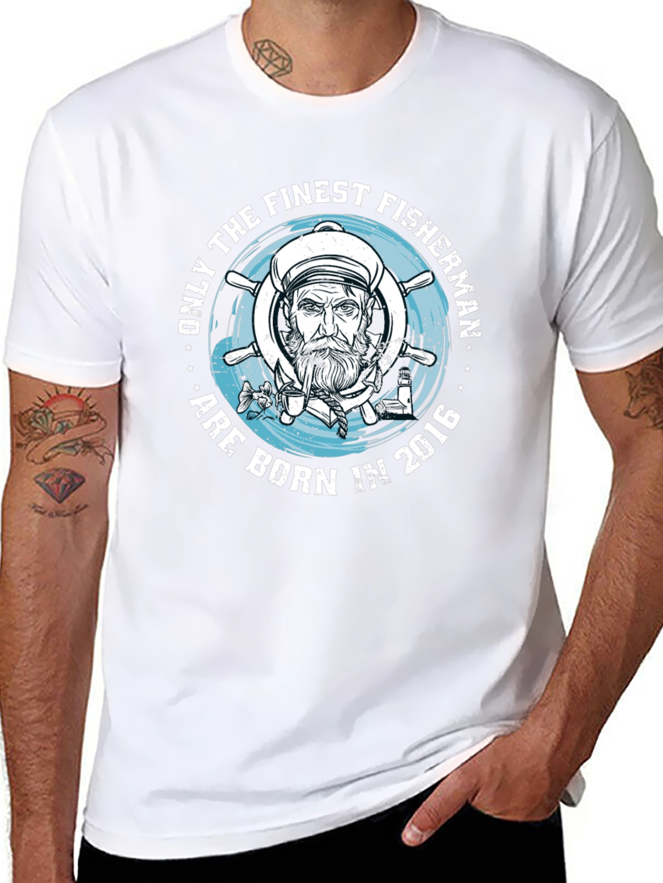 Finest Fisherman Born in 2016 Black T-Shirt