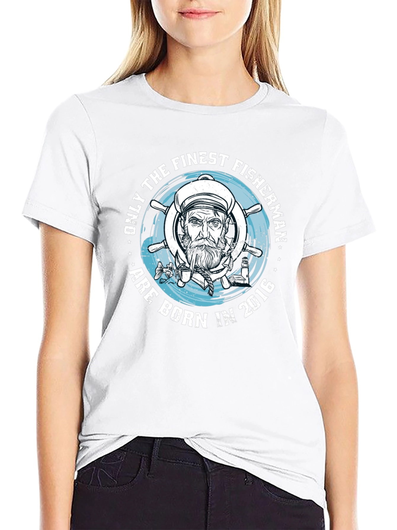 Finest Fisherman Born in 2016 Black T-Shirt