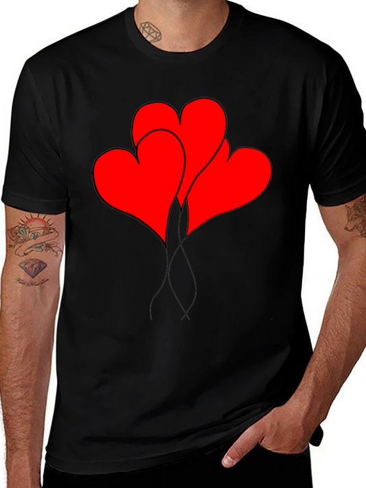 Heart Balloons Graphic Tee - Black Casual Shirt