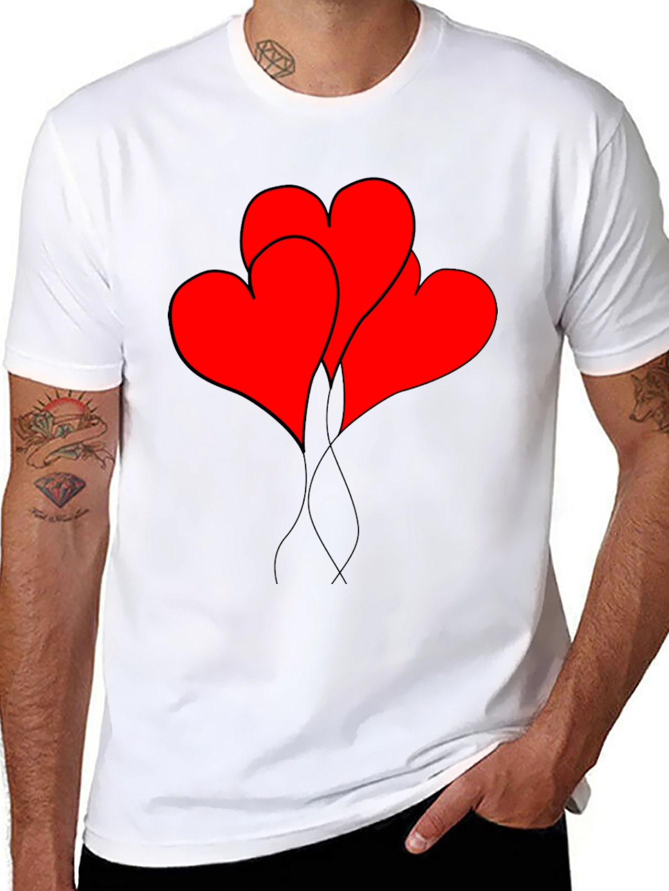 Heart Balloons Graphic Tee - Black Casual Shirt