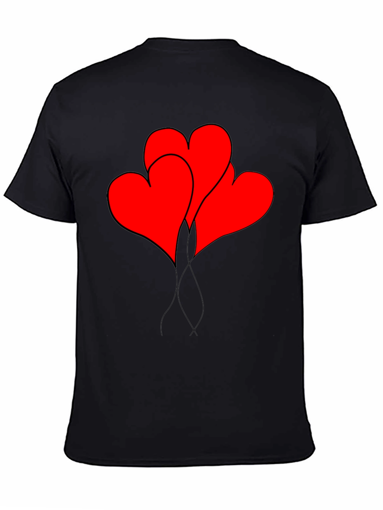 Heart Balloons Graphic Tee - Black Casual Shirt