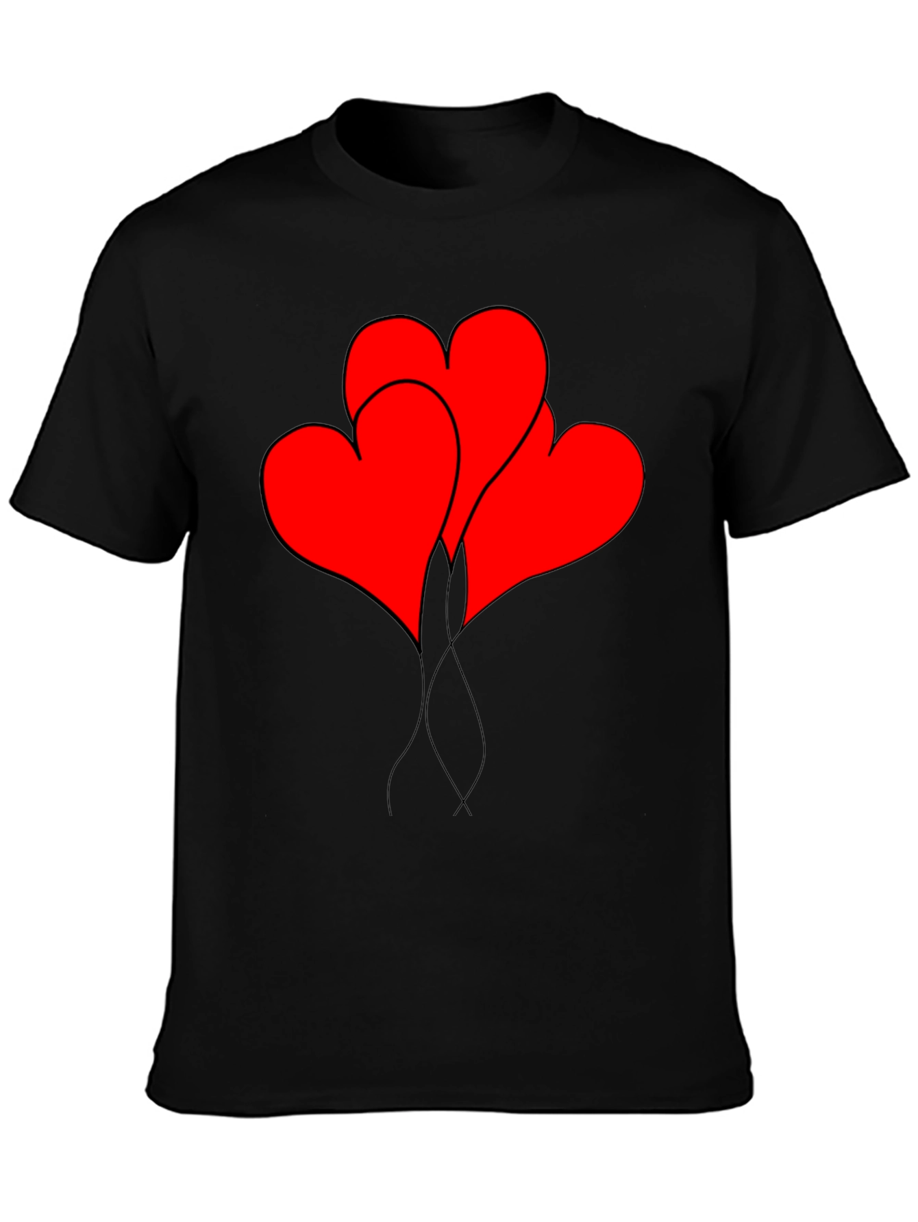 Heart Balloons Graphic Tee - Black Casual Shirt