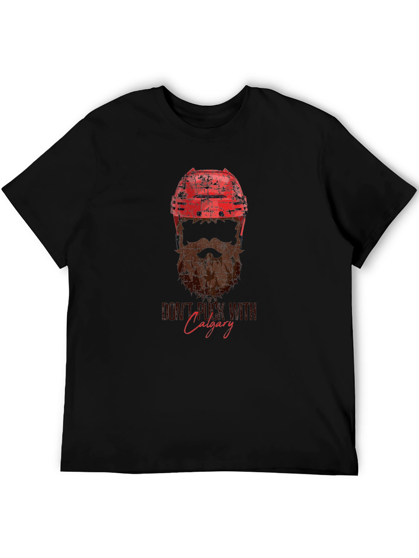 Hockey Helmet & Beard Graphic T-Shirt - Calgary Pride