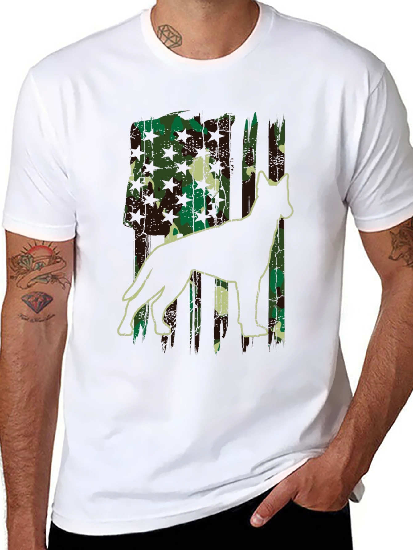 Camo Dog Silhouette Graphic Tee - Classic Fit