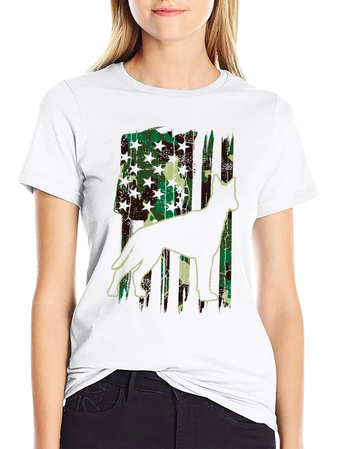 Camo Dog Silhouette Graphic Tee - Classic Fit