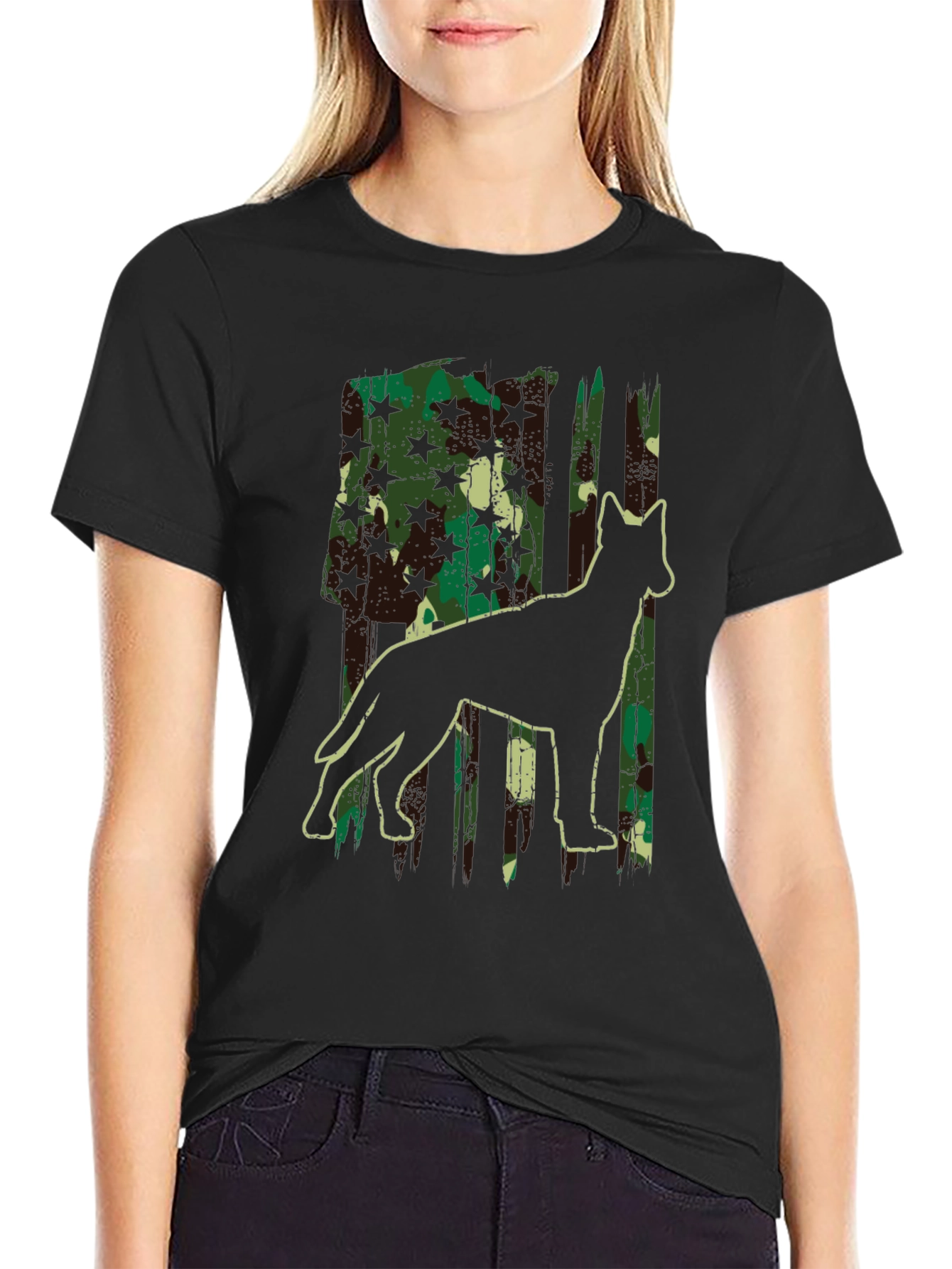 Camo Dog Silhouette Graphic Tee - Classic Fit