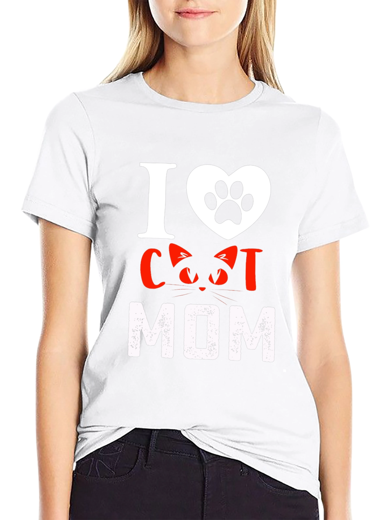 I Love Cat Mom T-Shirt - Black