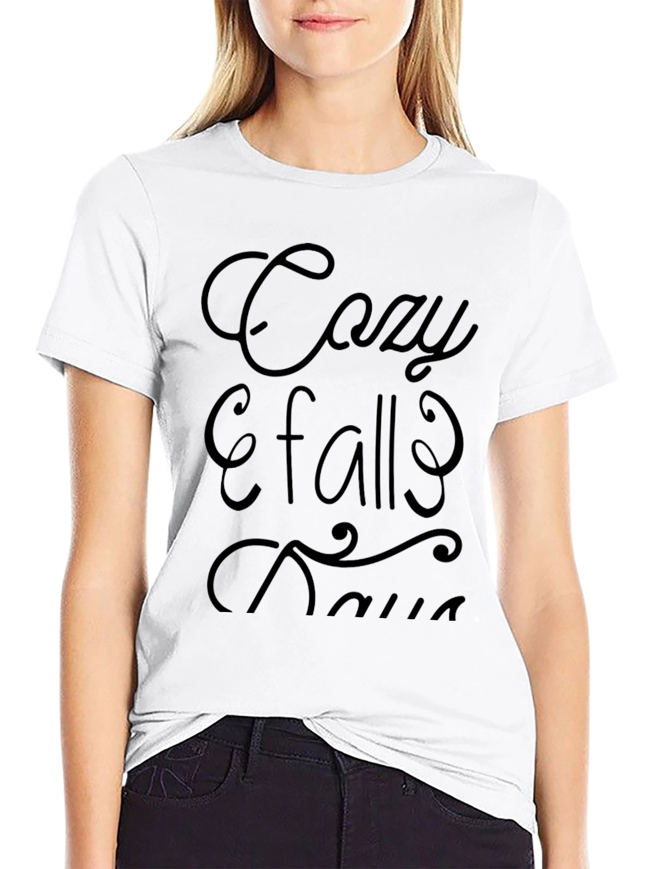 Cozy Fall Days Black Graphic Tee Shirt