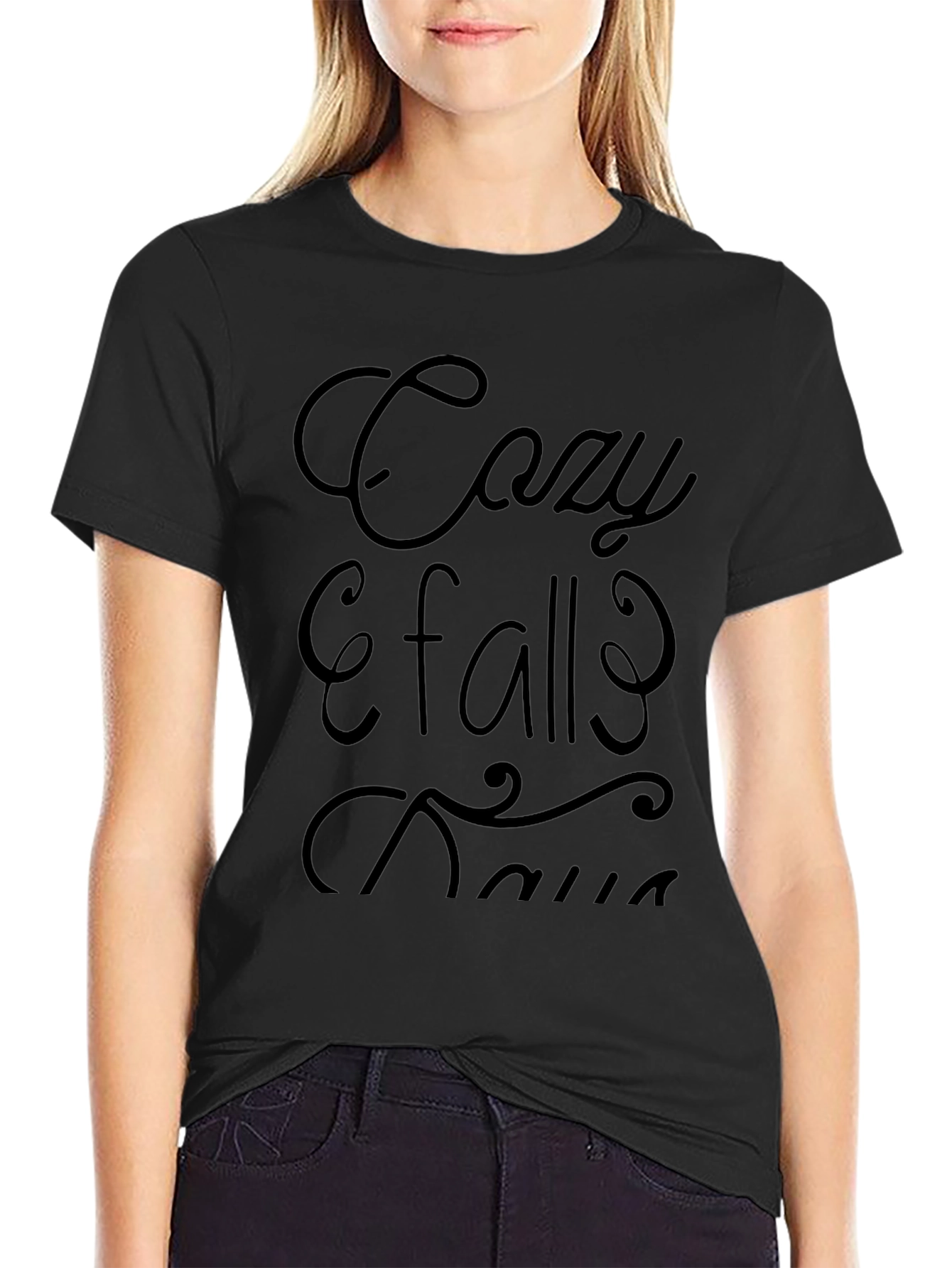 Cozy Fall Days Black Graphic Tee Shirt