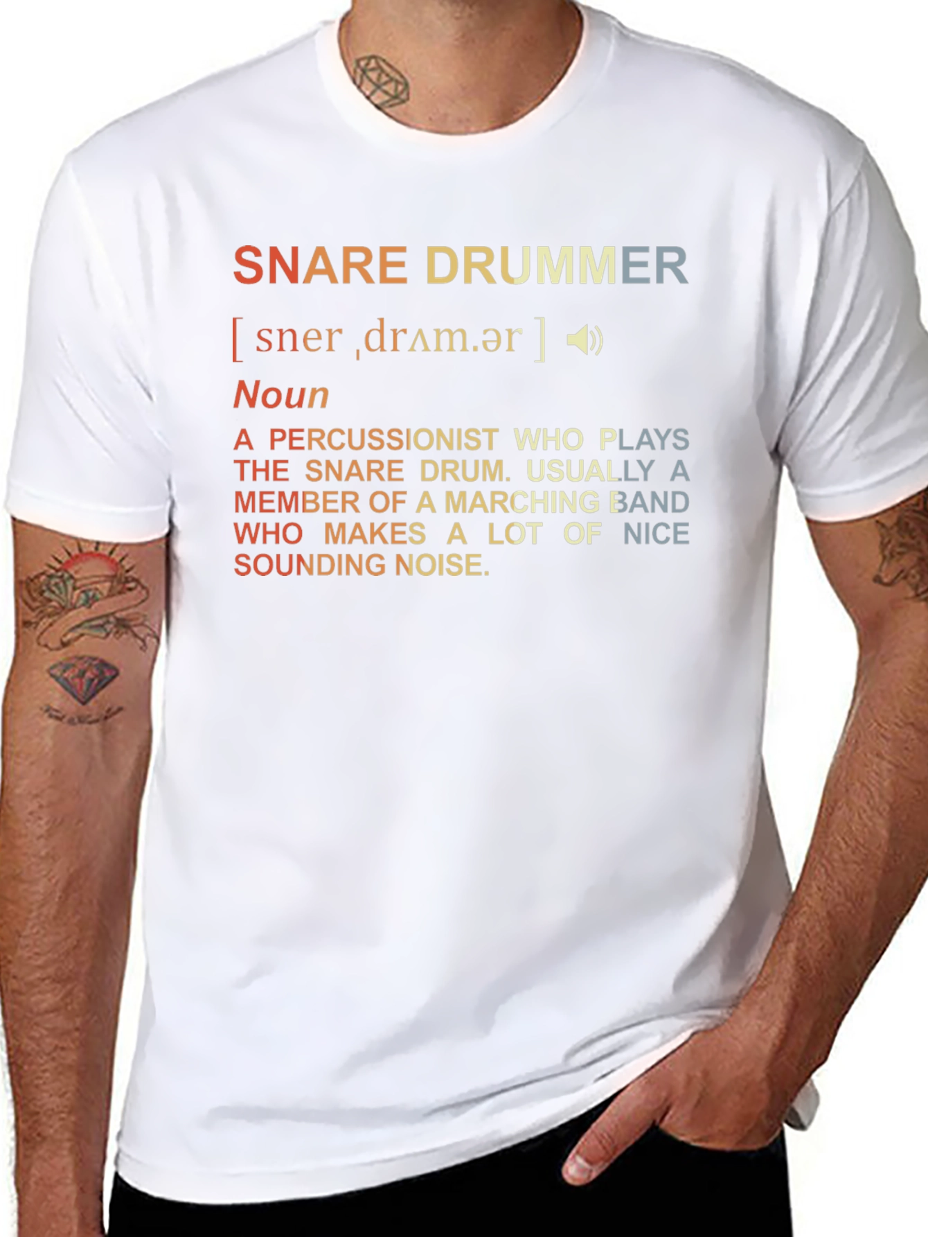 Snare Drummer Definition T-Shirt: Marching Band Percussionist Tee