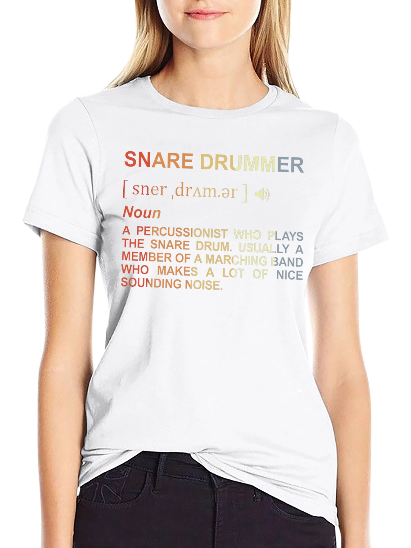Snare Drummer Definition T-Shirt: Marching Band Percussionist Tee