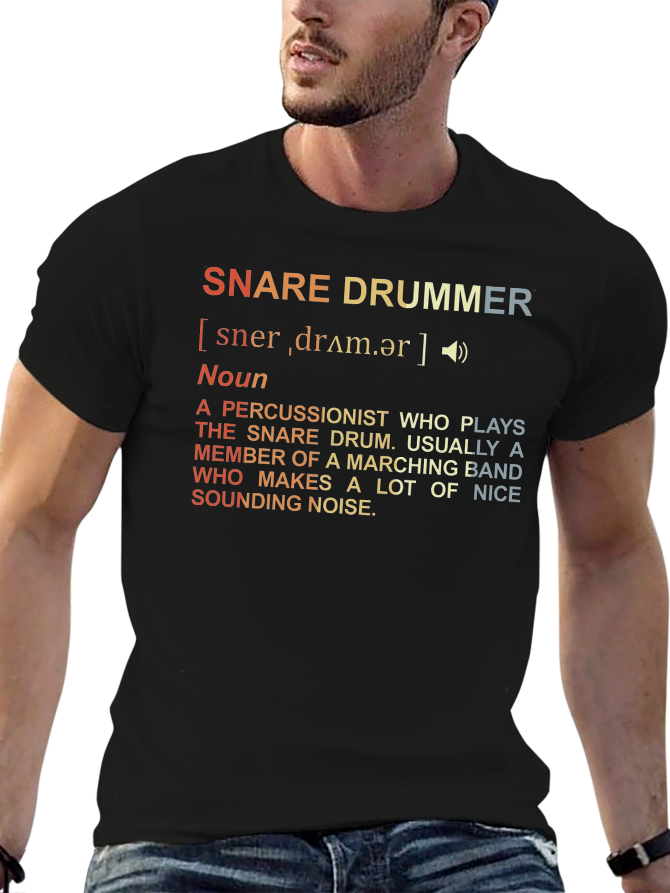 Snare Drummer Definition T-Shirt: Marching Band Percussionist Tee