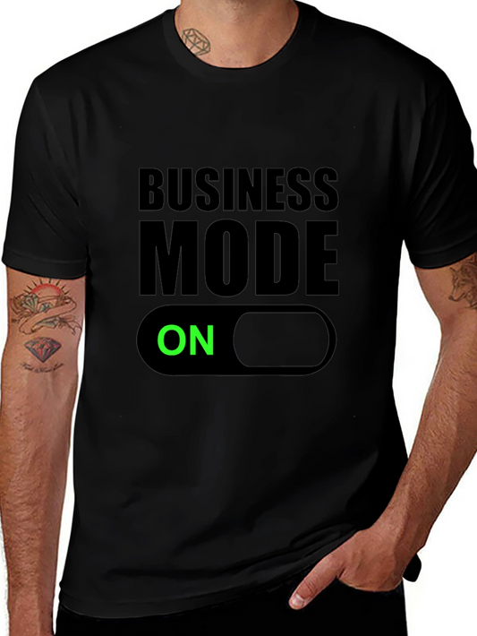 Business Mode On Black T-Shirt