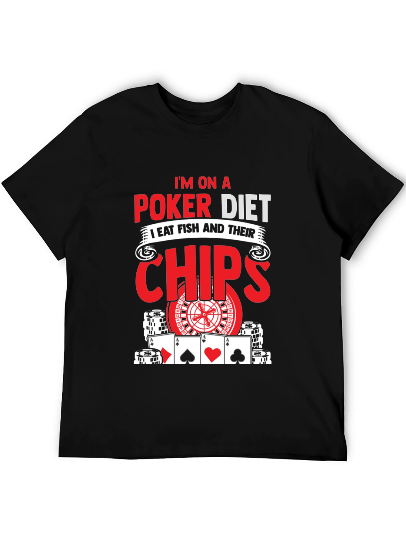 Poker Diet Graphic Tee - Eat Fish and Chips!