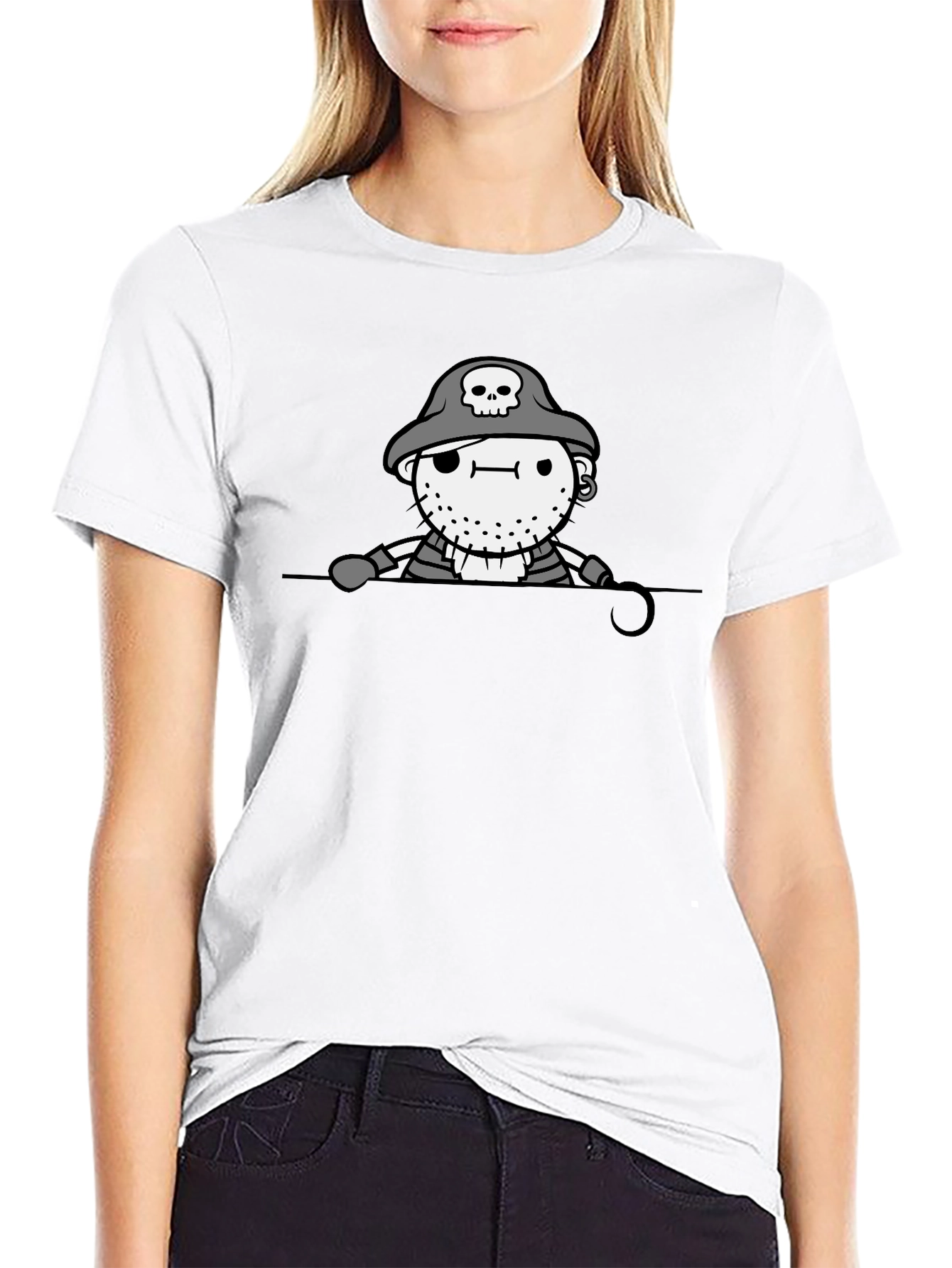 Pirate Graphic Print Black T-Shirt