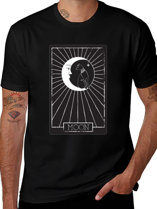 Moon Tarot Card Cat T-Shirt - Mystical Design