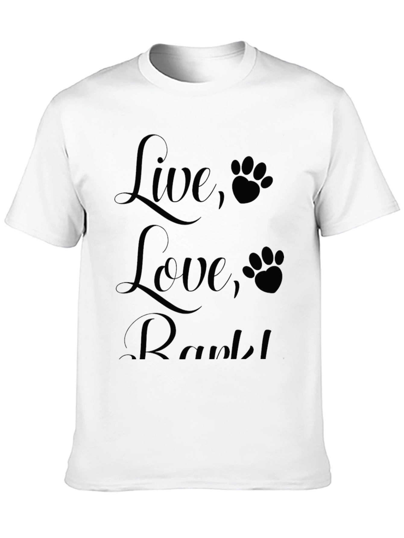Live Love Rark! Black T-Shirt with Paw Prints