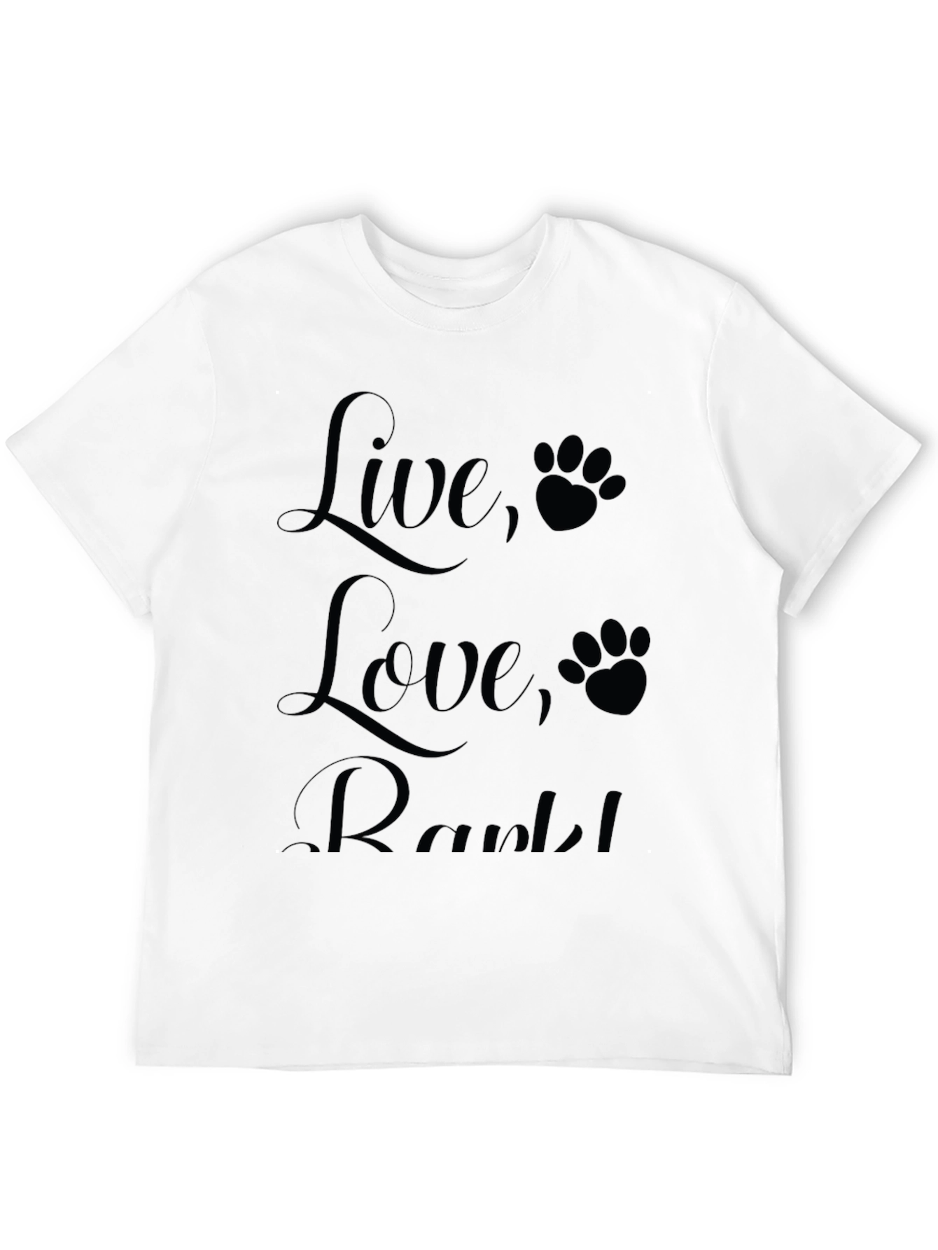 Live Love Rark! Black T-Shirt with Paw Prints