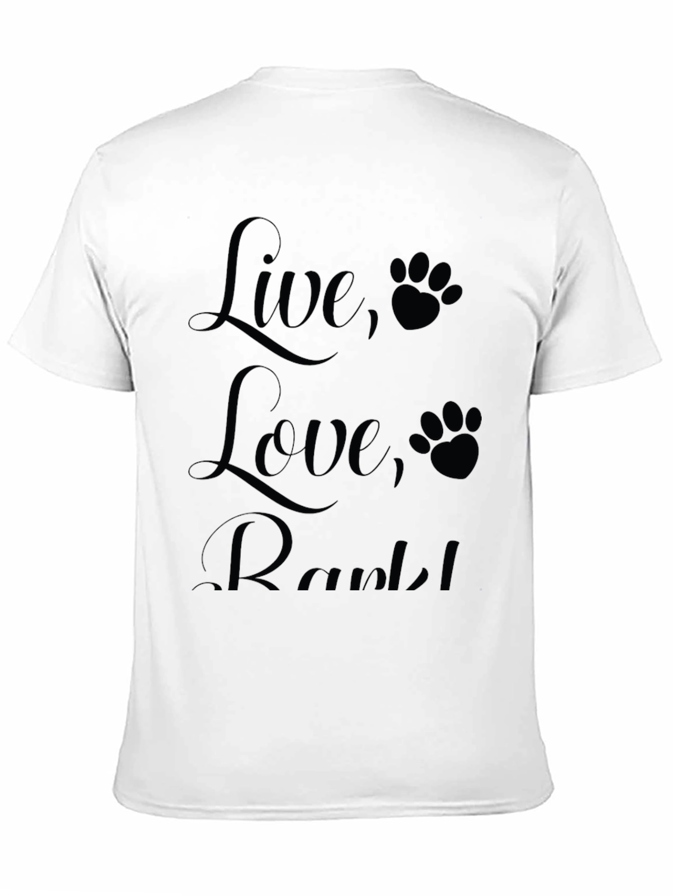 Live Love Rark! Black T-Shirt with Paw Prints