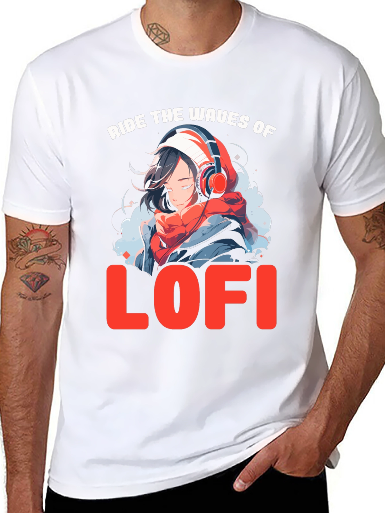 Ride the Waves of LoFi Black T-Shirt