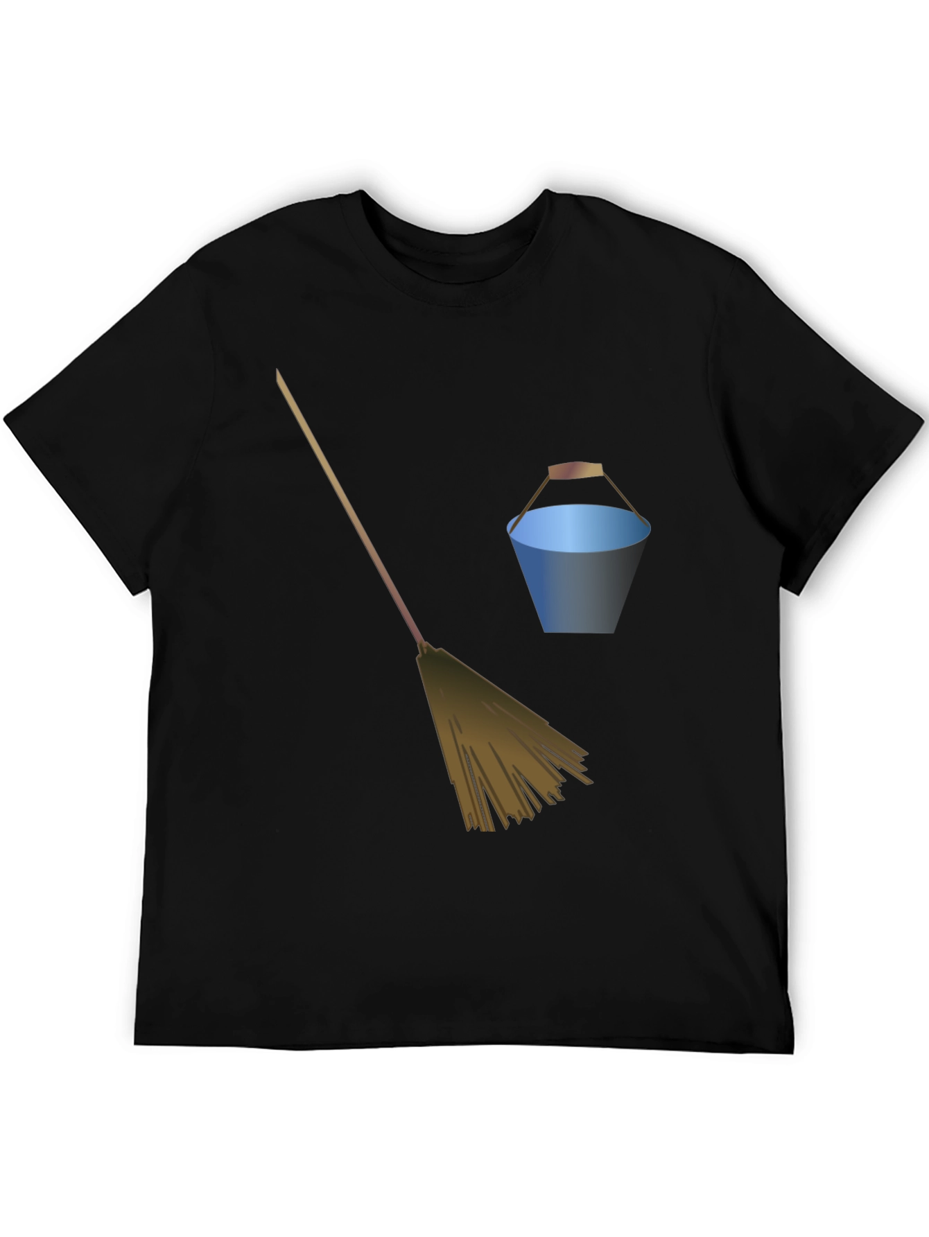 Broom and Bucket Graphic Tee - Black Cotton Blend
