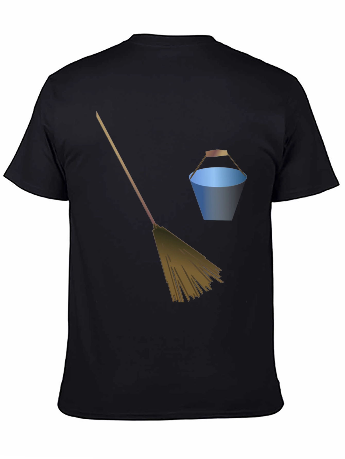 Broom and Bucket Graphic Tee - Black Cotton Blend