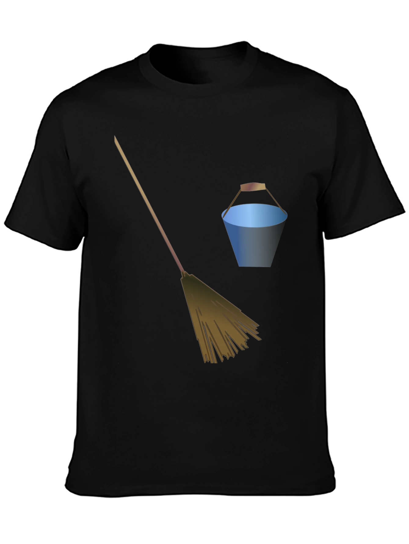 Broom and Bucket Graphic Tee - Black Cotton Blend