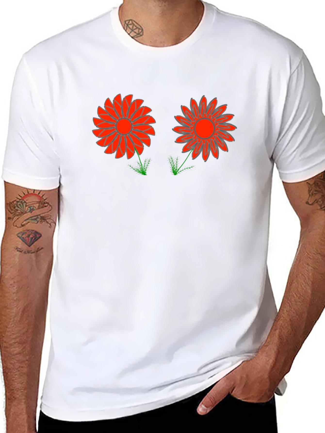 Funky Flower Graphic Tee - Black