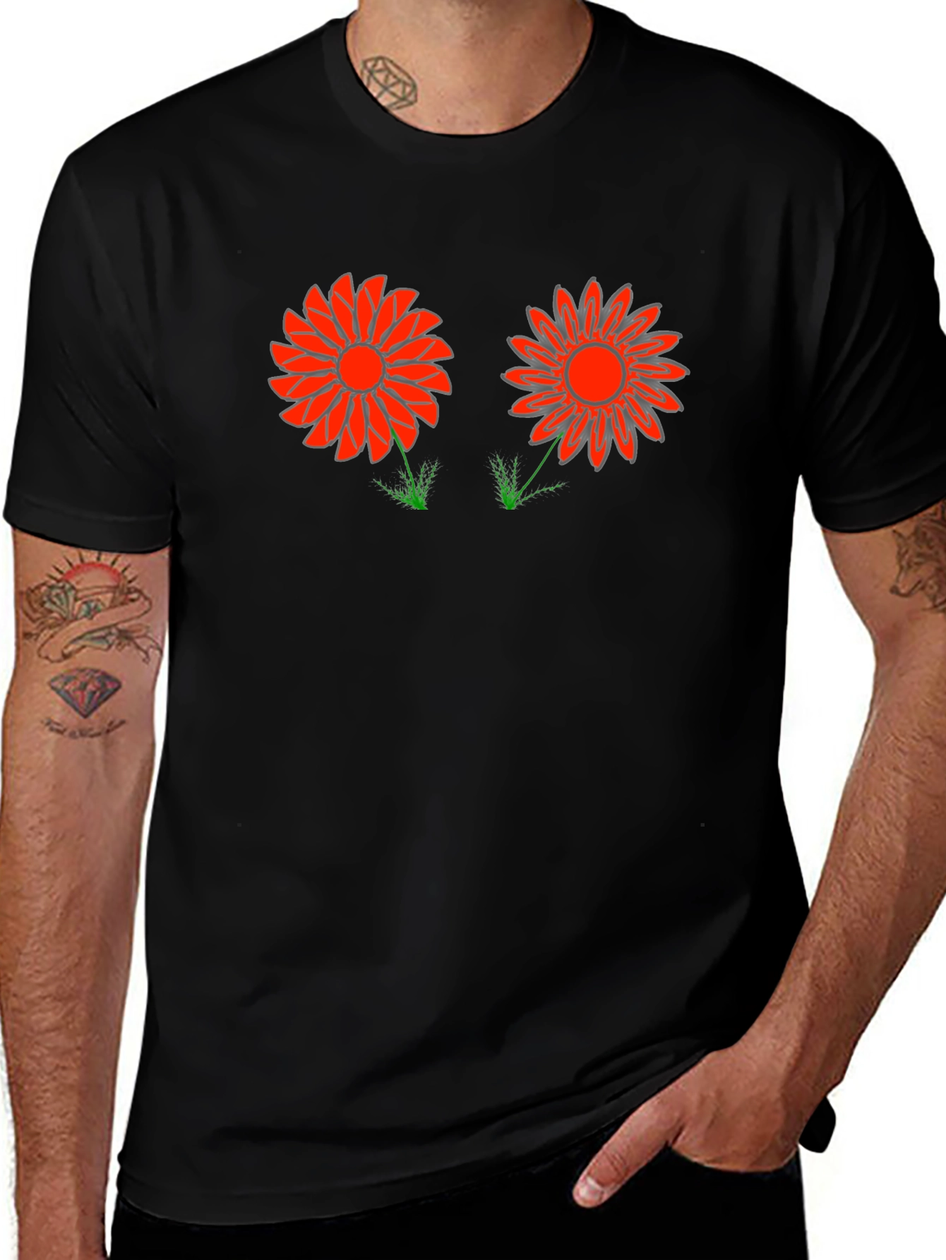 Funky Flower Graphic Tee - Black