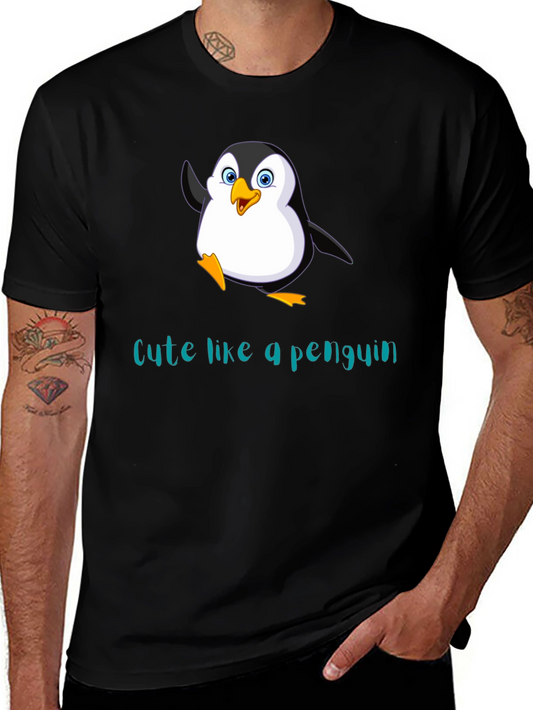 Cute Penguin Graphic T-Shirt - Black