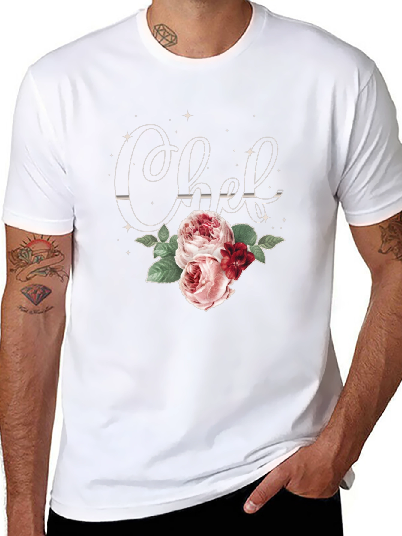 Floral Chef T-Shirt - Stylish Cooking Apparel