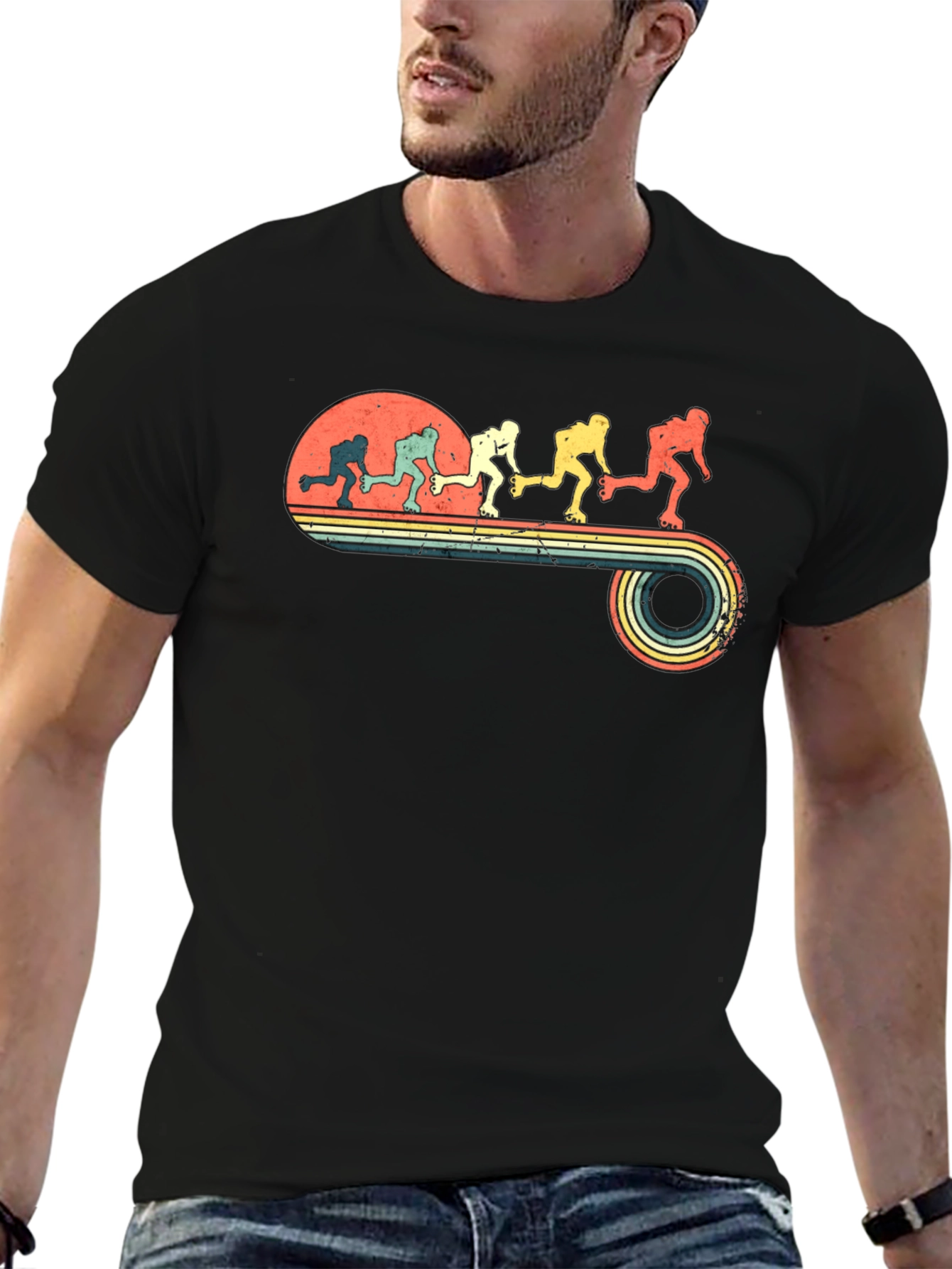 Retro Roller Skate Evolution Graphic T-Shirt