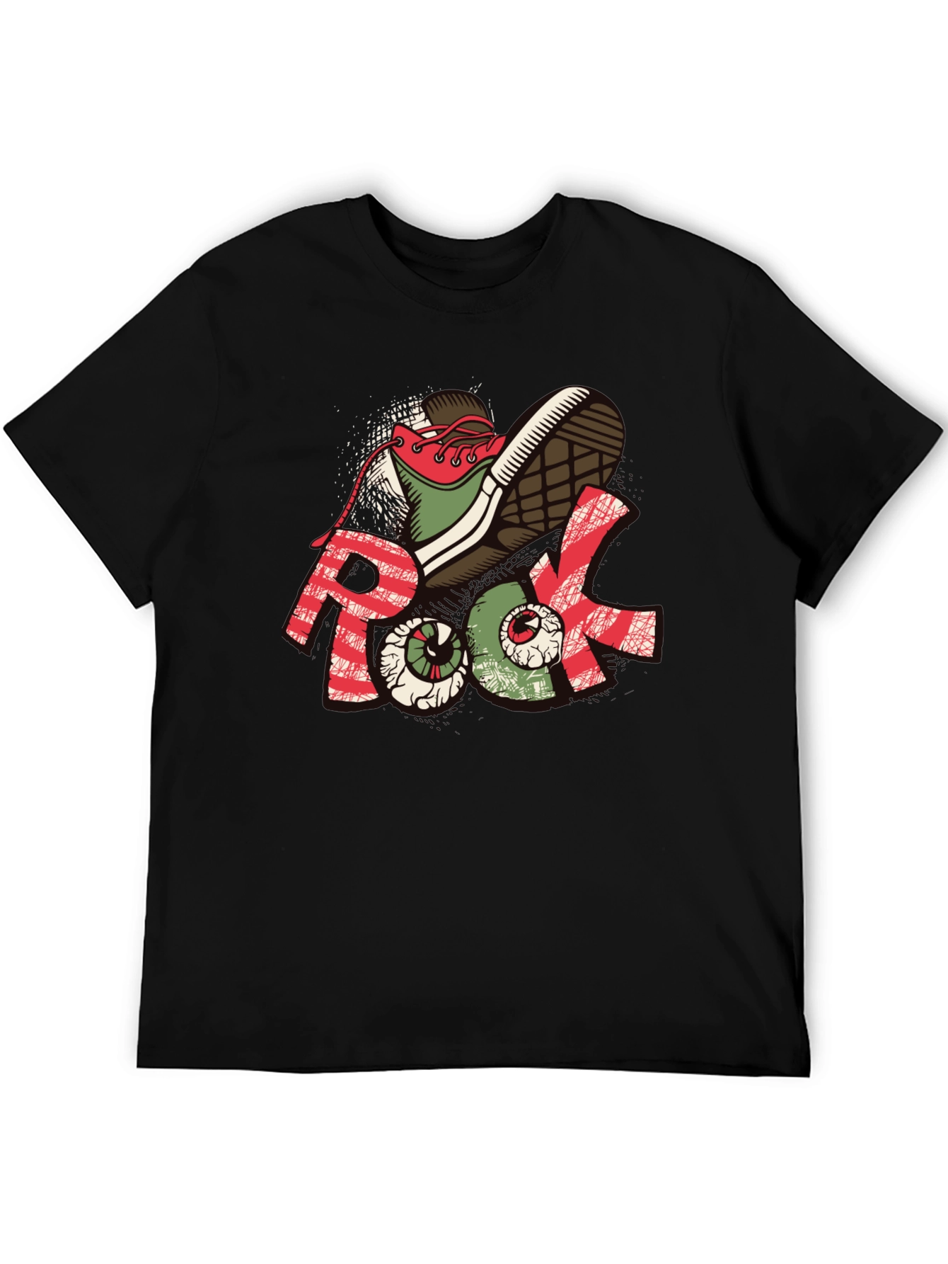 Rock Graphic Tee - Unique Shoe & Eyeball Design