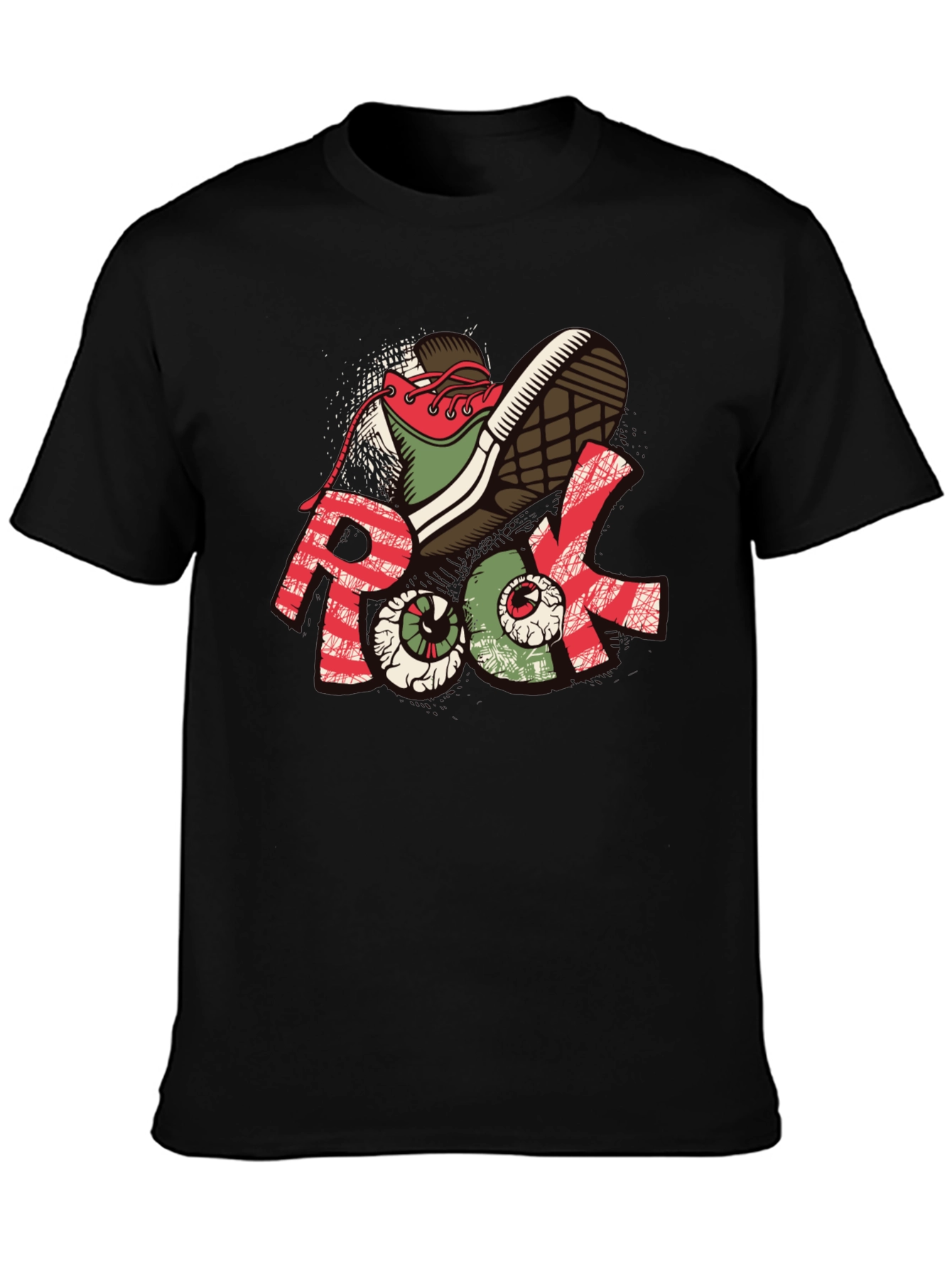 Rock Graphic Tee - Unique Shoe & Eyeball Design