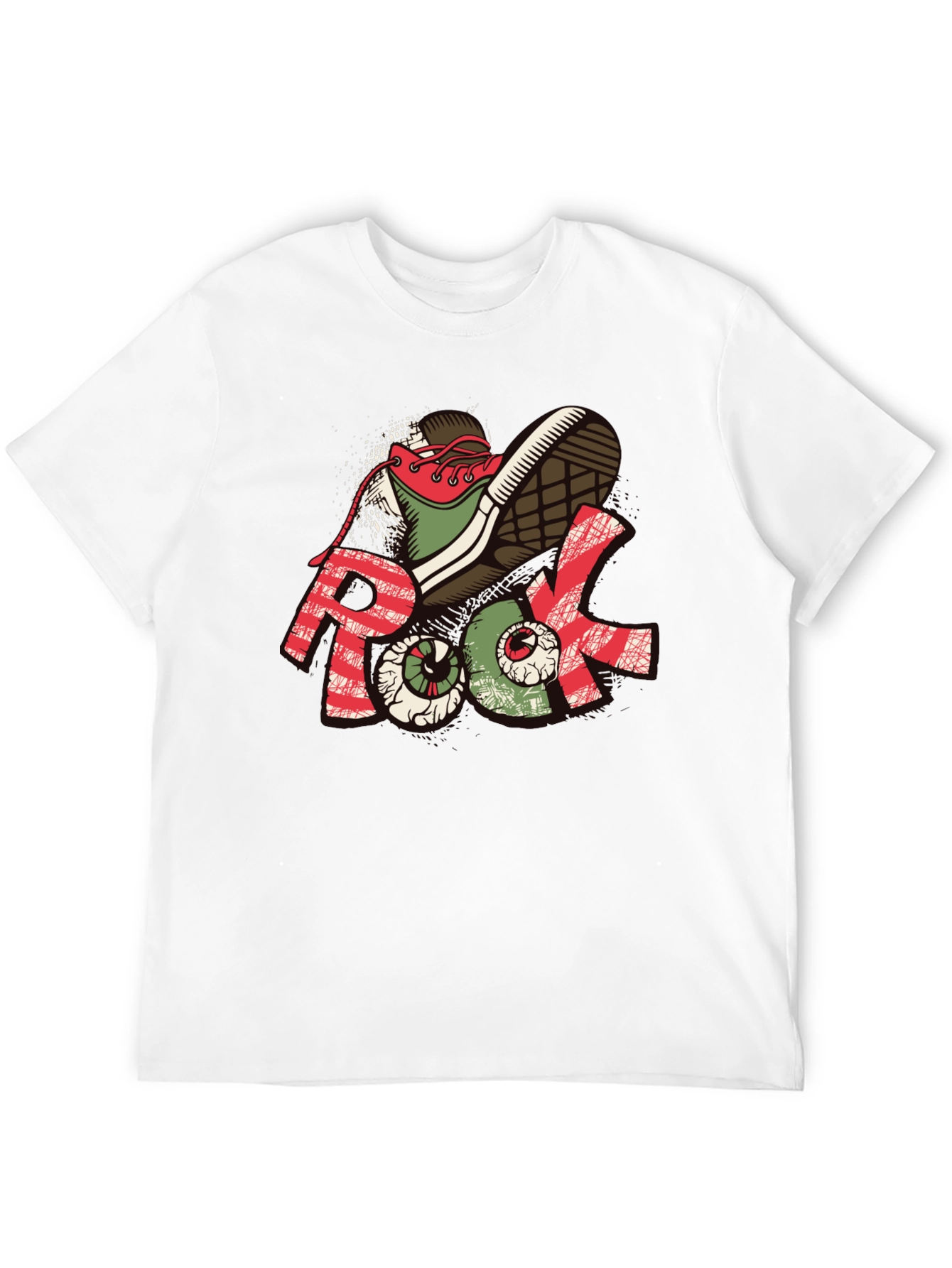 Rock Graphic Tee - Unique Shoe & Eyeball Design
