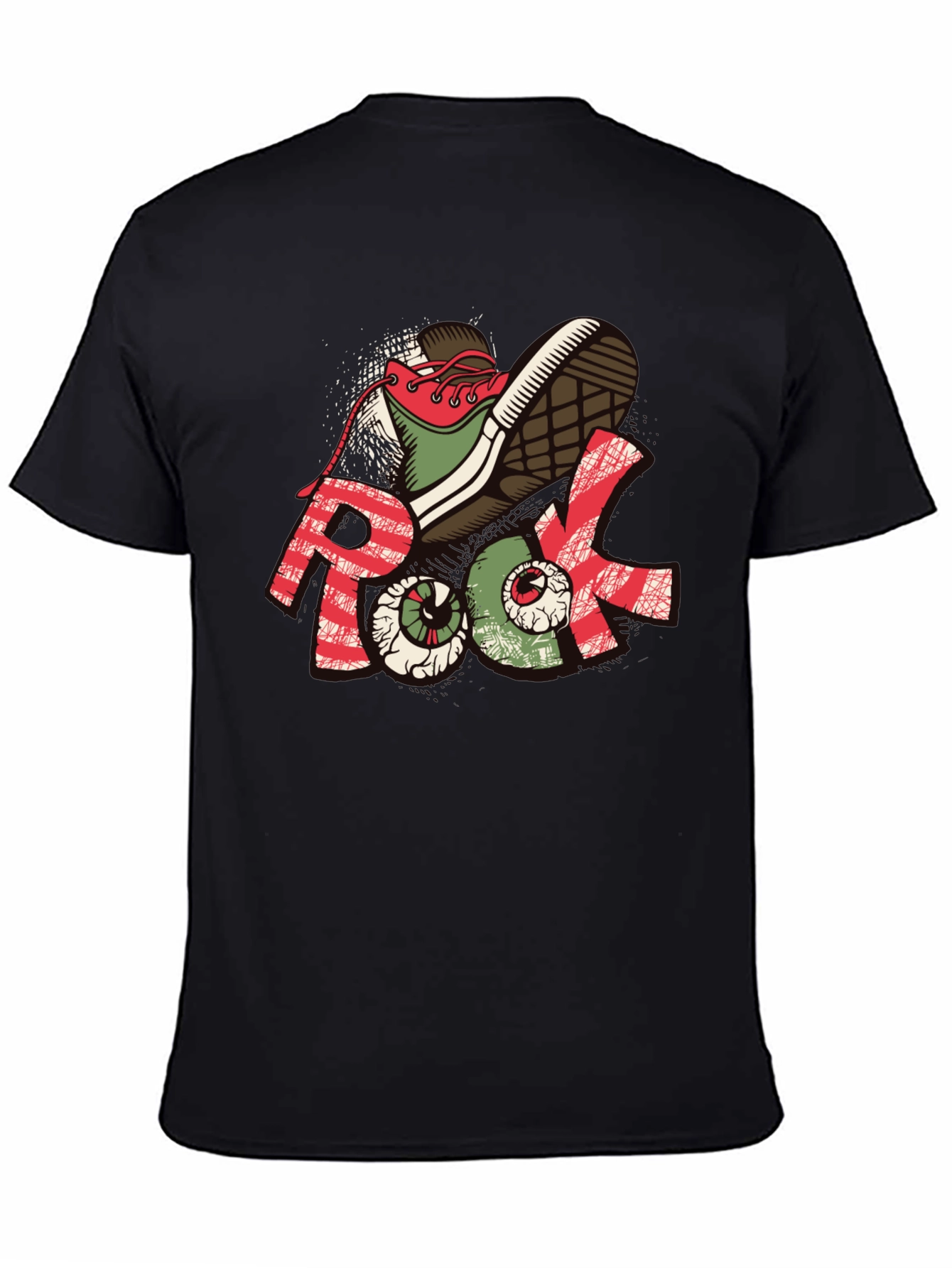Rock Graphic Tee - Unique Shoe & Eyeball Design