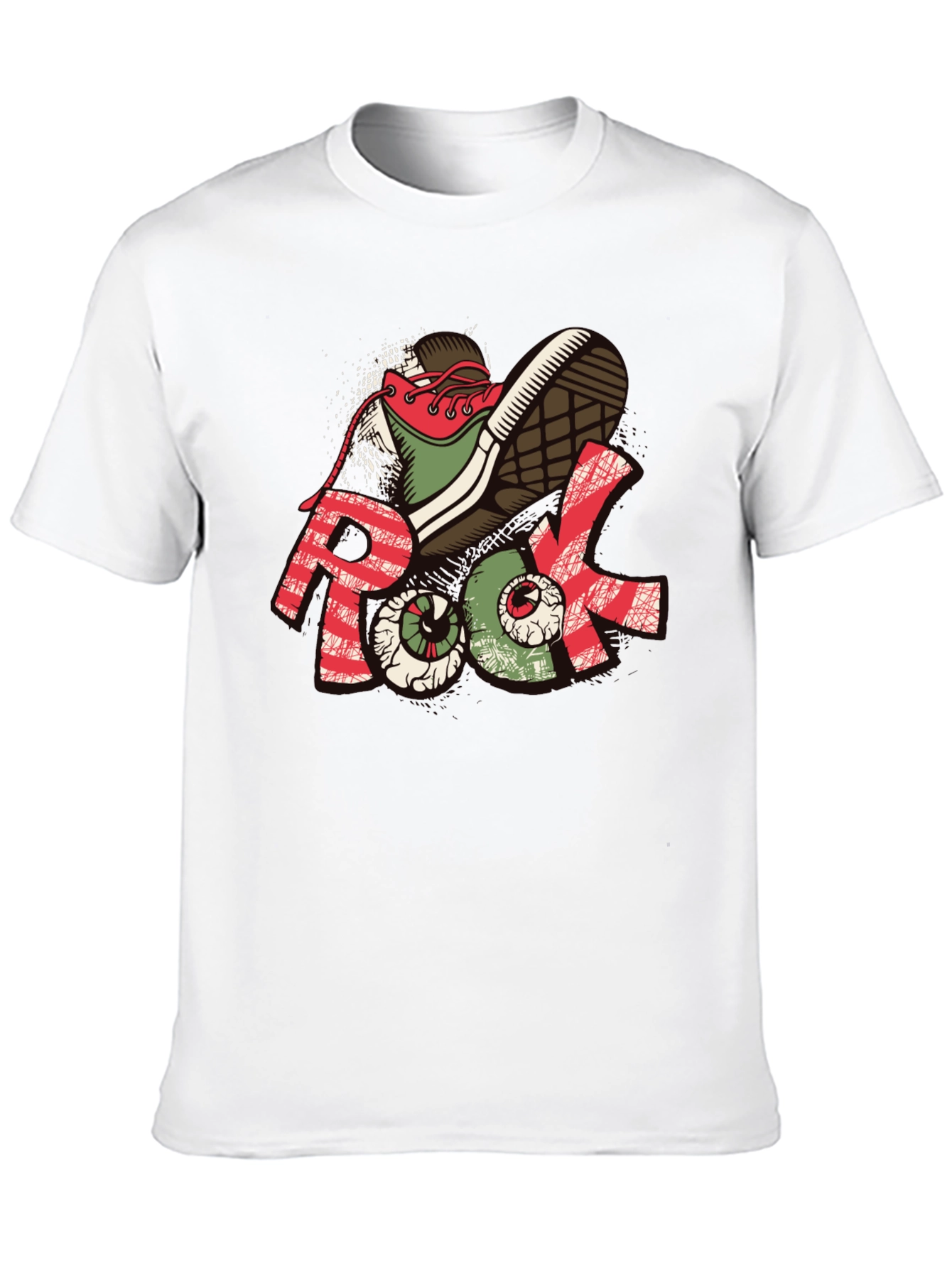 Rock Graphic Tee - Unique Shoe & Eyeball Design