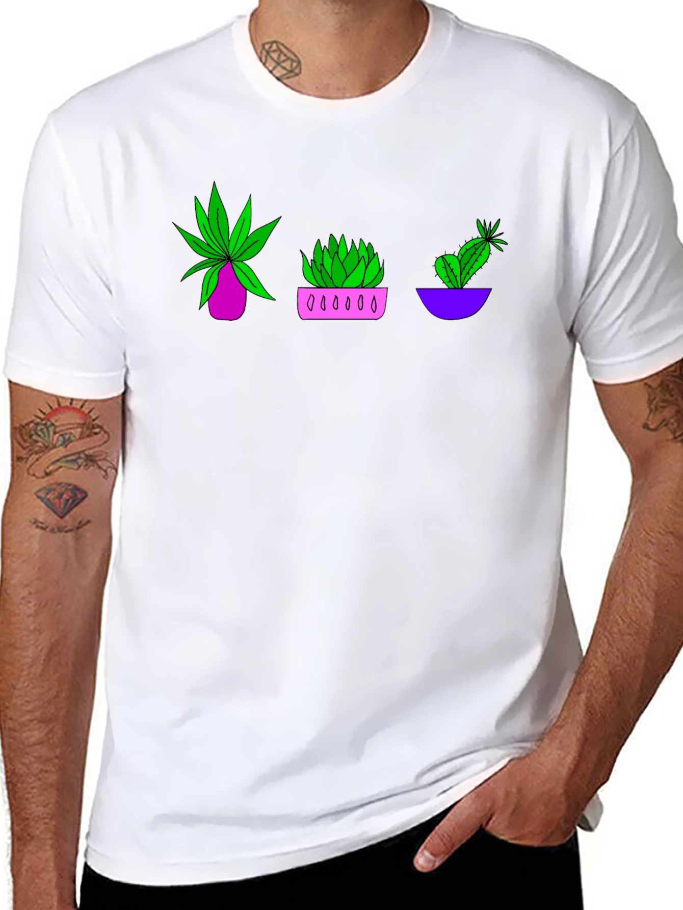Plant Trio Graphic T-Shirt - Black