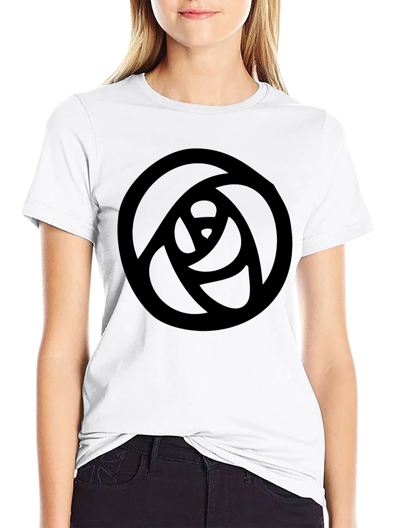 Modern Rose Graphic Black T-Shirt